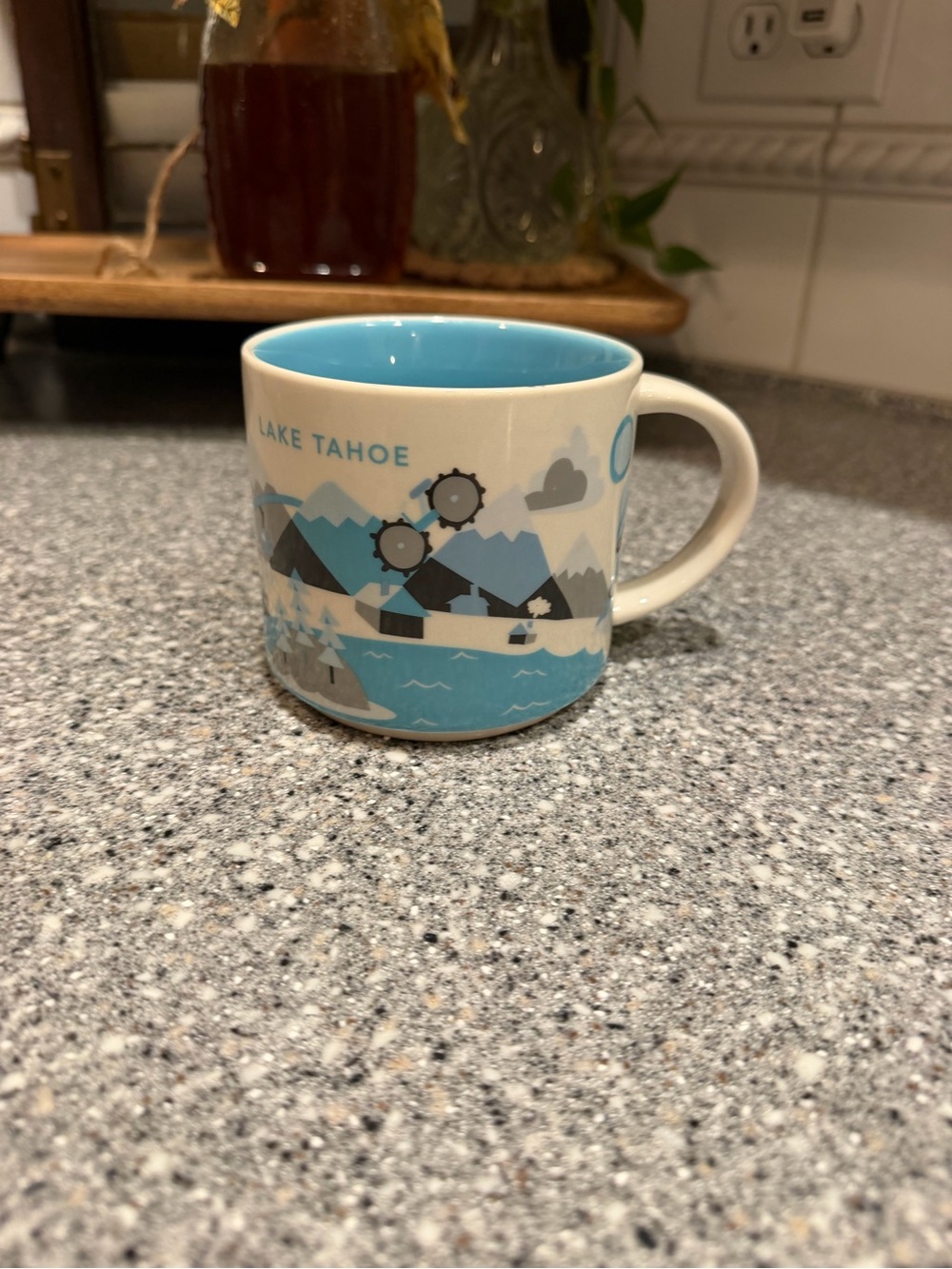 Starbucks Lake Tahoe Ceramic Mug - Light Blue Interior